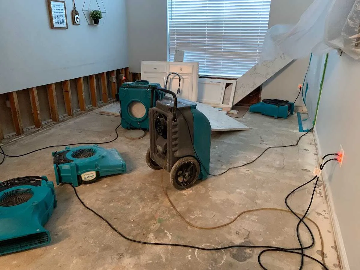 Dehumidifier in flood-cut room for Water Extraction & Removal in Apex